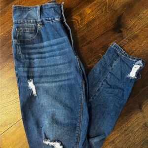 Distressed Blue Denim Jeans